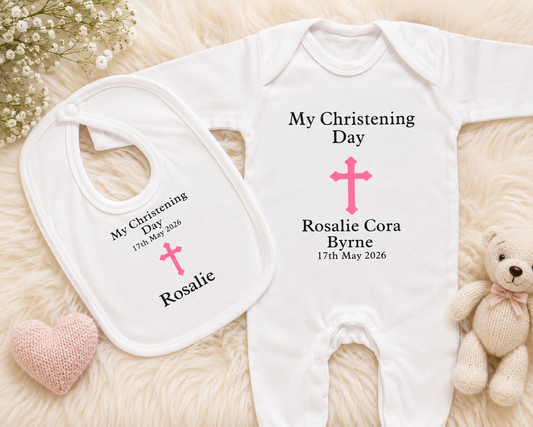 Christening Day Set Sleepsuit and Bib💎