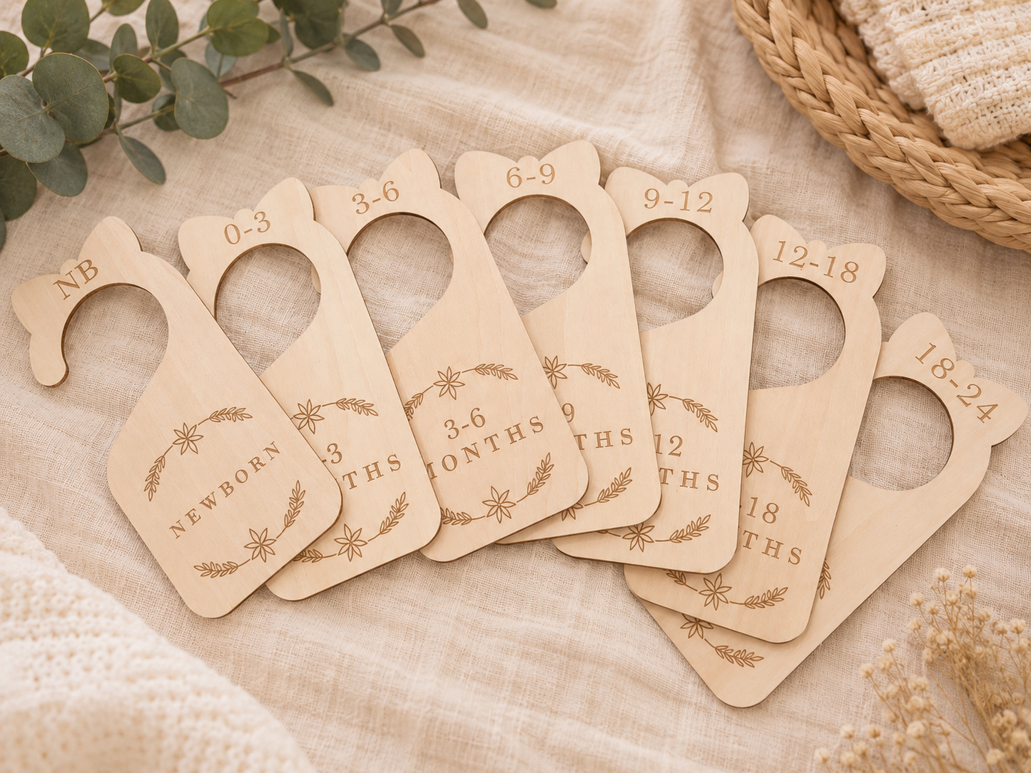 Wooden Baby Clothes Dividers Set | Nursery Wardrobe Organisers