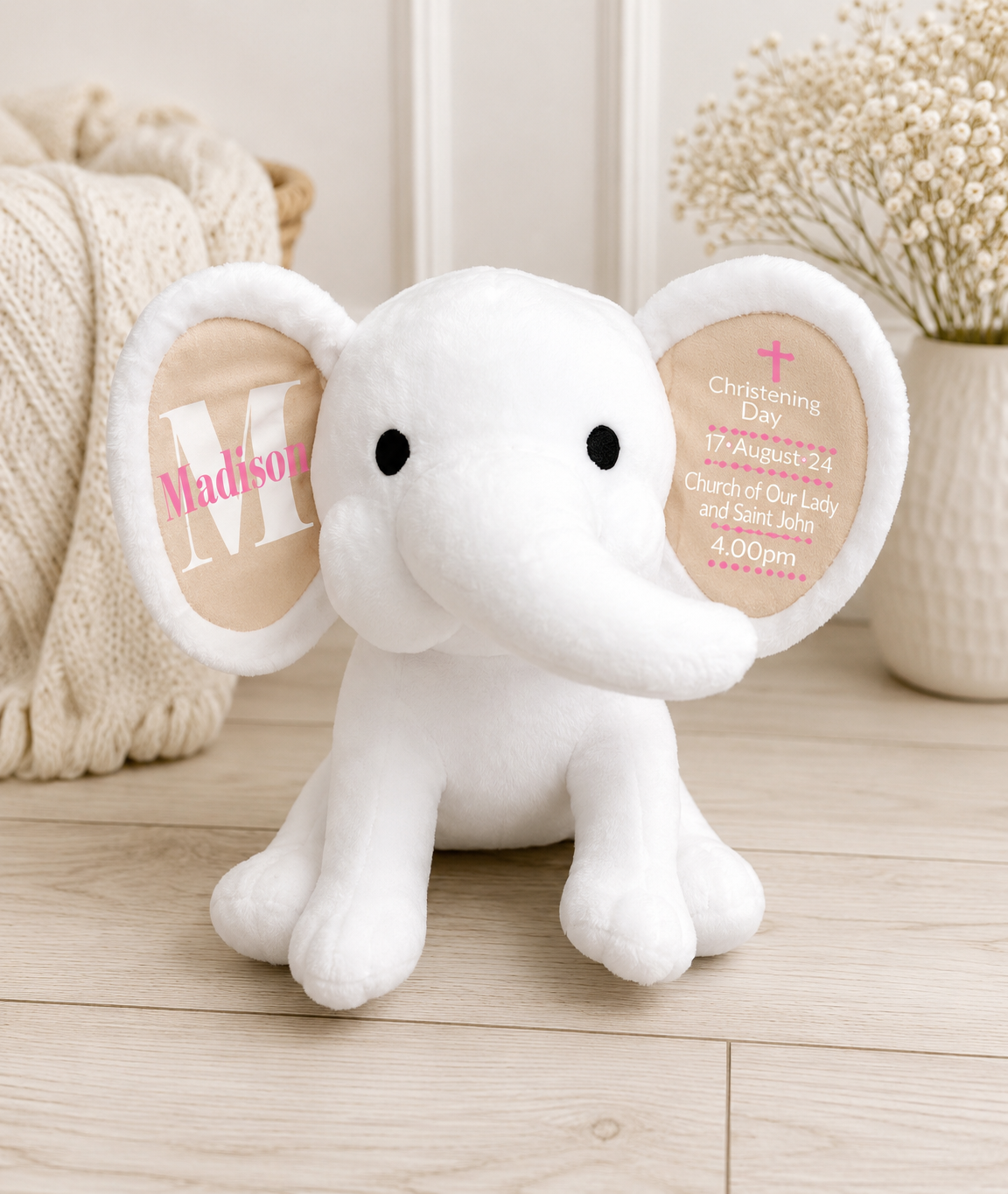 Luxury Personalised Christening Elephant✨
